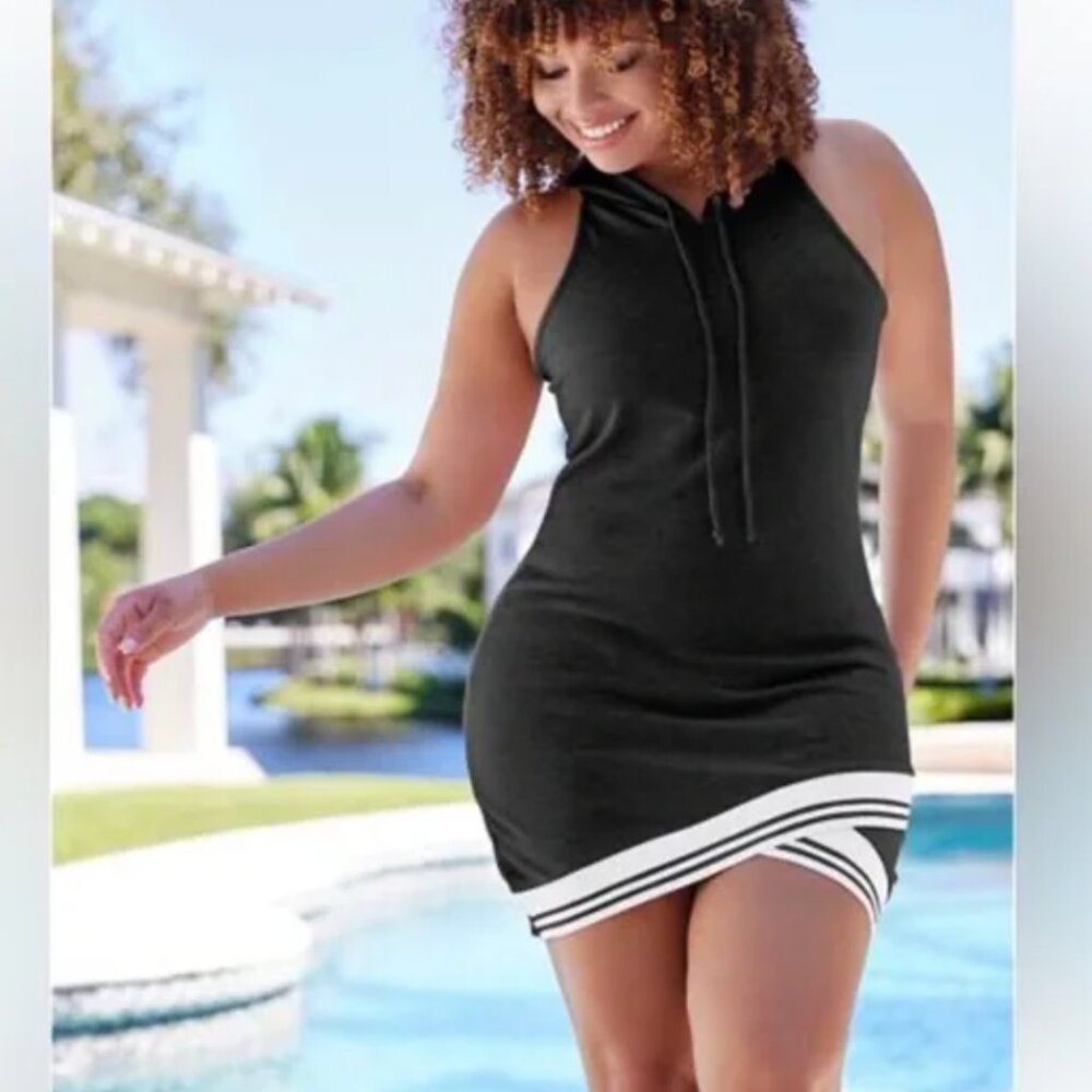 Bebe Sweatshirt Tank Dress with Hoodie